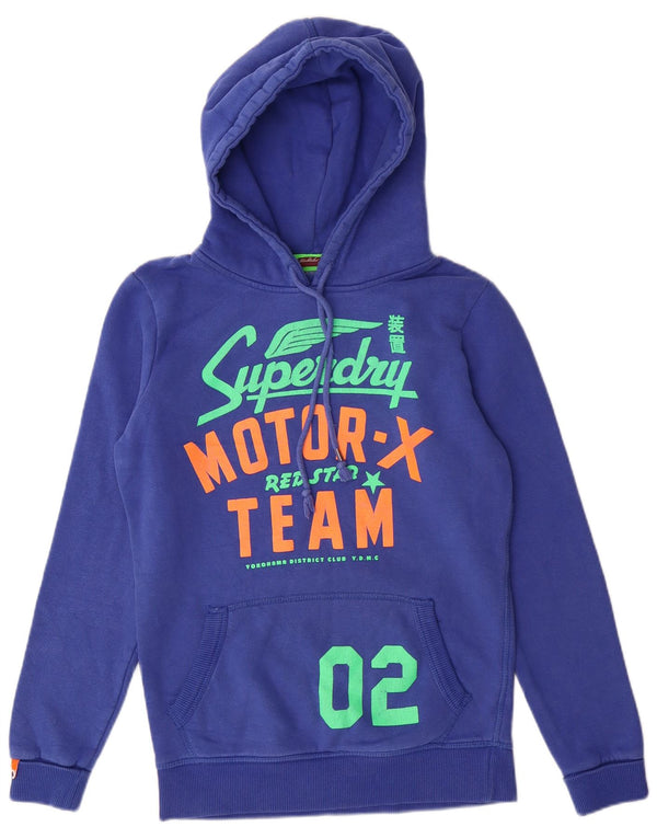 Γυναικείο γραφικό κουκούλα SUPERDRY UK 10 Small Blue Cotton