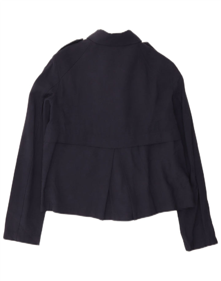 Zara Γυναικείο Bomber Jacket UK 10 Small Navy Blue Viscose