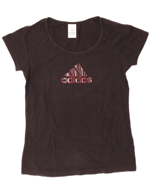 Adidas Γυναικείο T-Shirt Top UK 12 μεσαίο μαύρο βαμβακερό