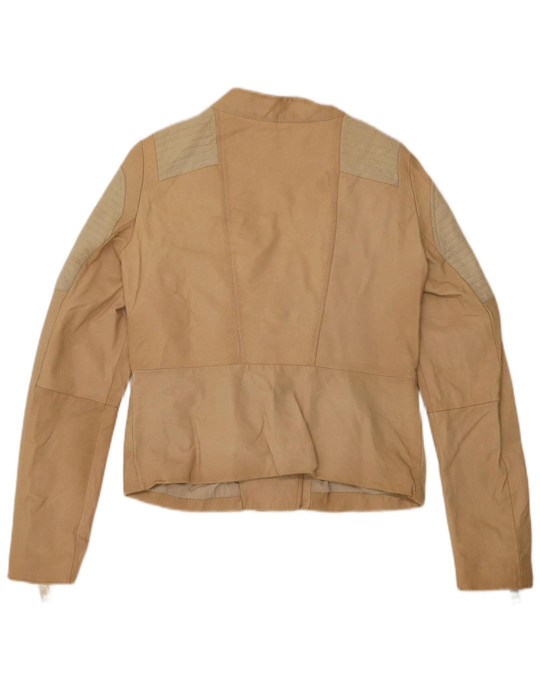 Liu Jo Γυναικείο Crop Biker Jacket IT 42 Medium Beige Colourblock Δέρμα