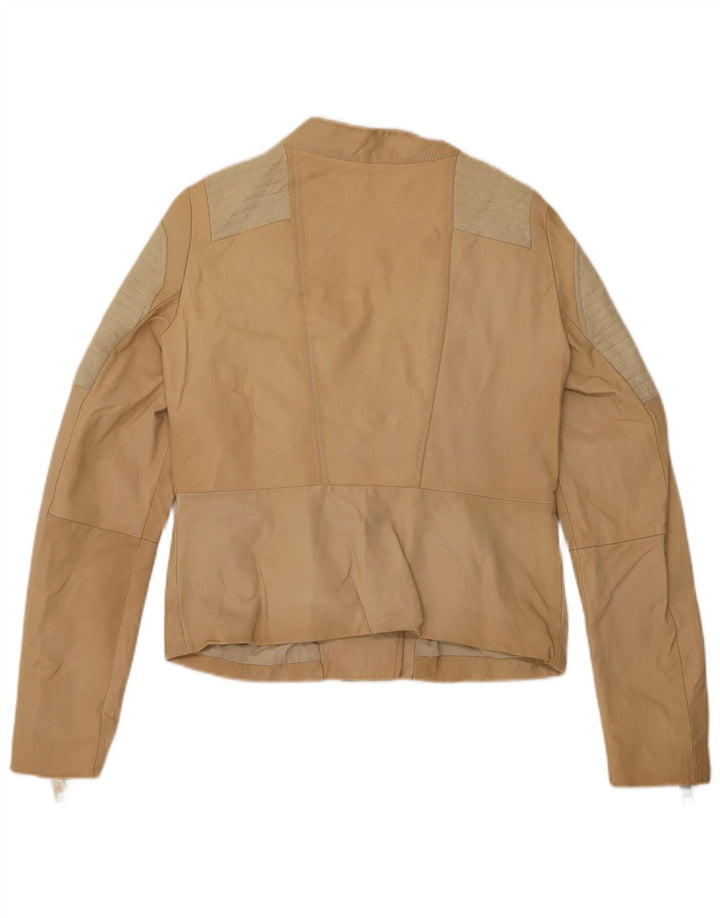 Liu Jo Γυναικείο Crop Biker Jacket IT 42 Medium Beige Colourblock Δέρμα
