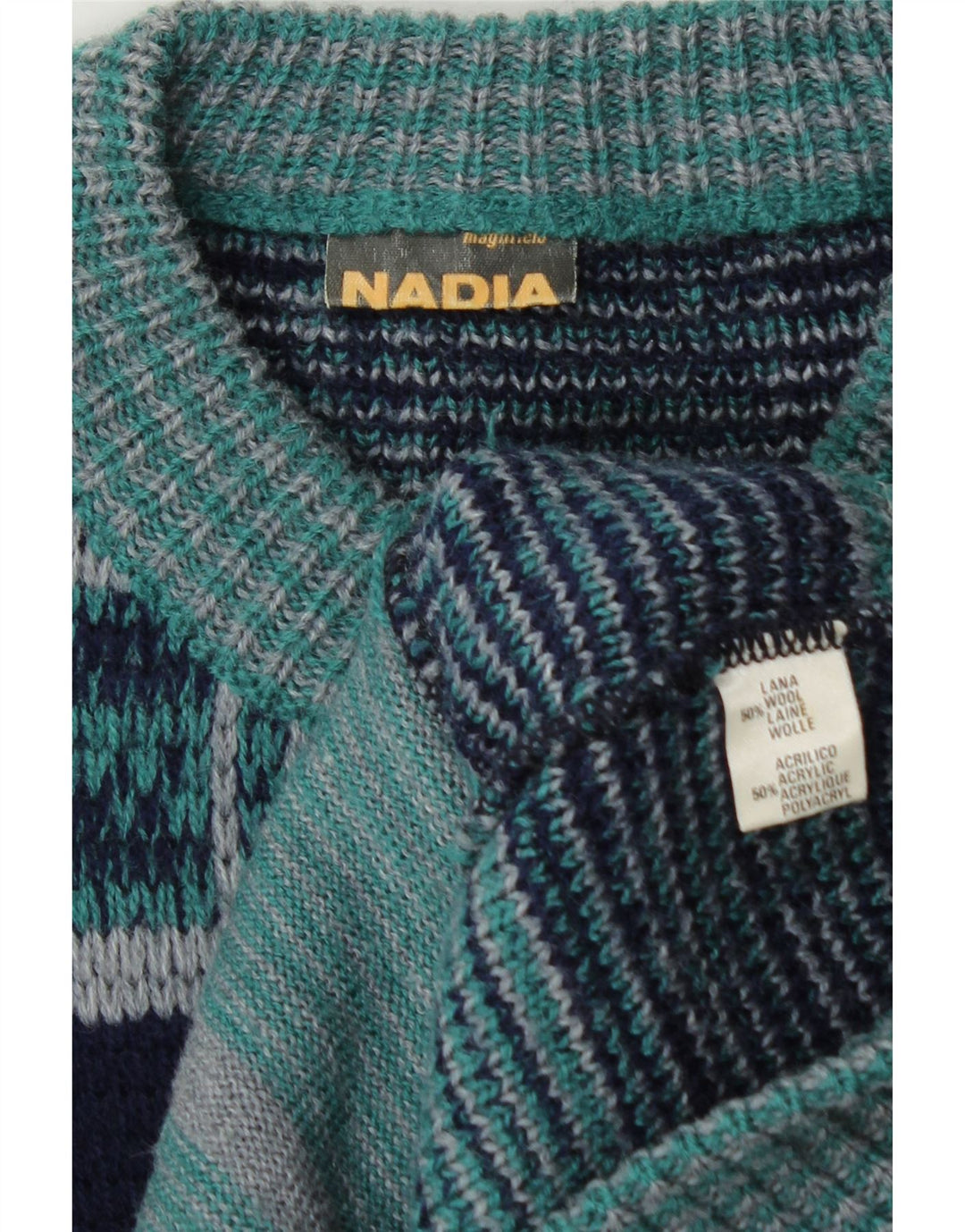 Ανδρικό πουλόβερ με ζακέτα Nadia Large Navy Blue Check Wool
