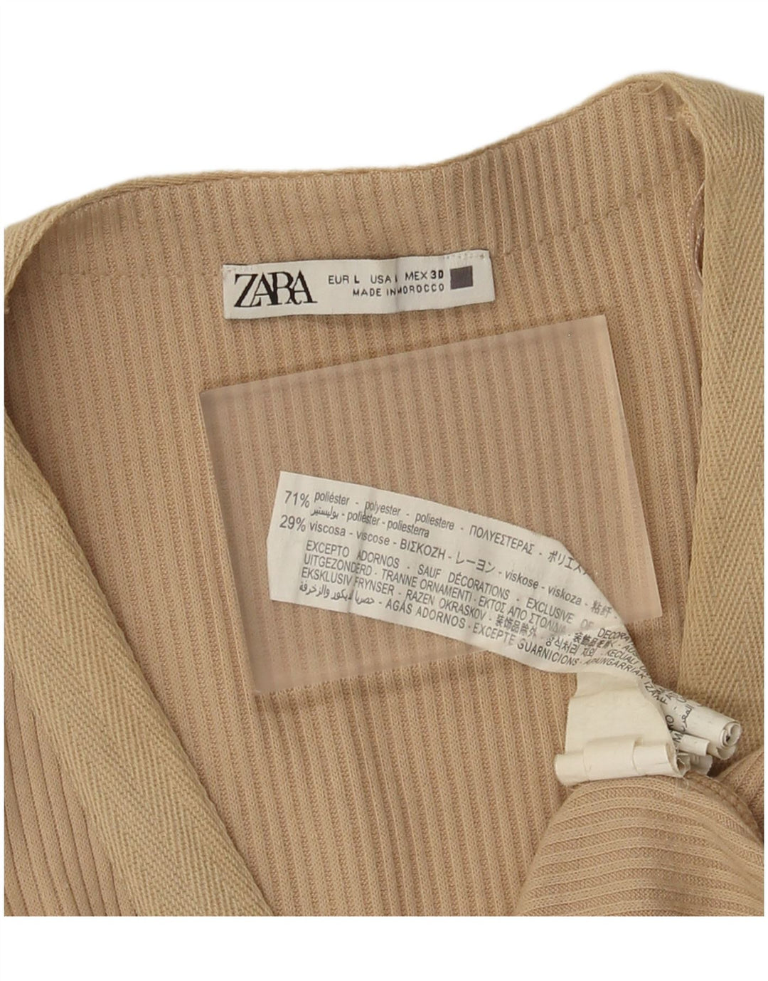 Zara Γυναικείο Αμάνικο Maxi Φόρεμα UK 16 Large Beige Polyester
