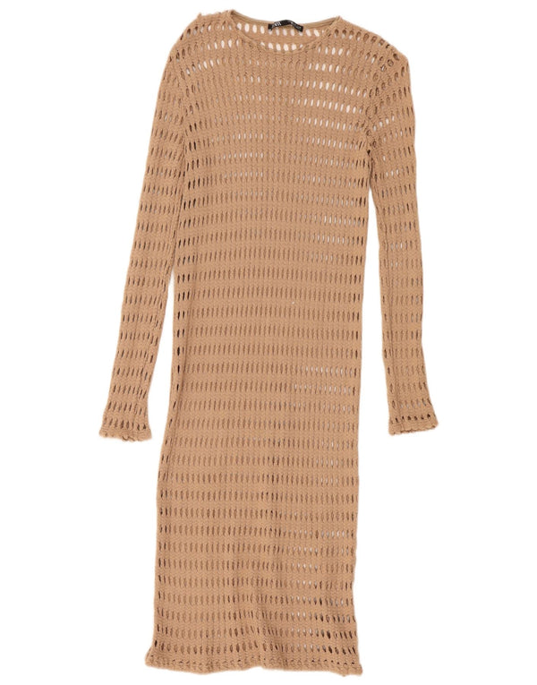 Zara Γυναικείο φόρεμα παραλίας με βελονάκι UK 12 Medium Beige