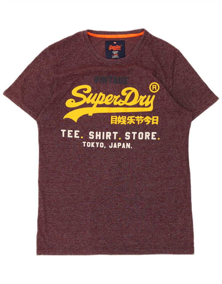 Ανδρικό γραφικό μπλουζάκι SUPERDRY Top μεγάλο μπορντό βαμβακερό με ρίγες