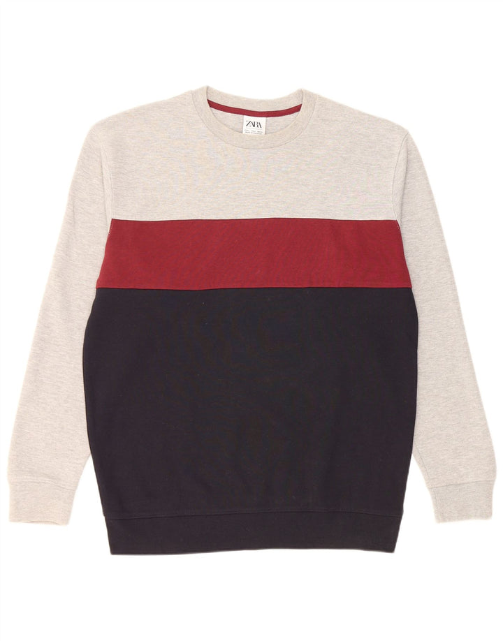 Ανδρικό φούτερ Zara Jumper Μεγάλο Γκρι Βαμβακερό χρώμα