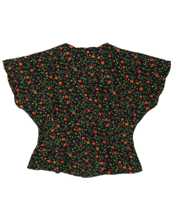 ALBA FORNARI Γυναικεία μπλούζα μπλούζα τοπ UK 16 Large Black Floral
