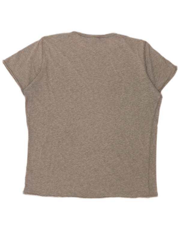 Diesel Mens Graphic T-Shirt Top Large Grey Flecked