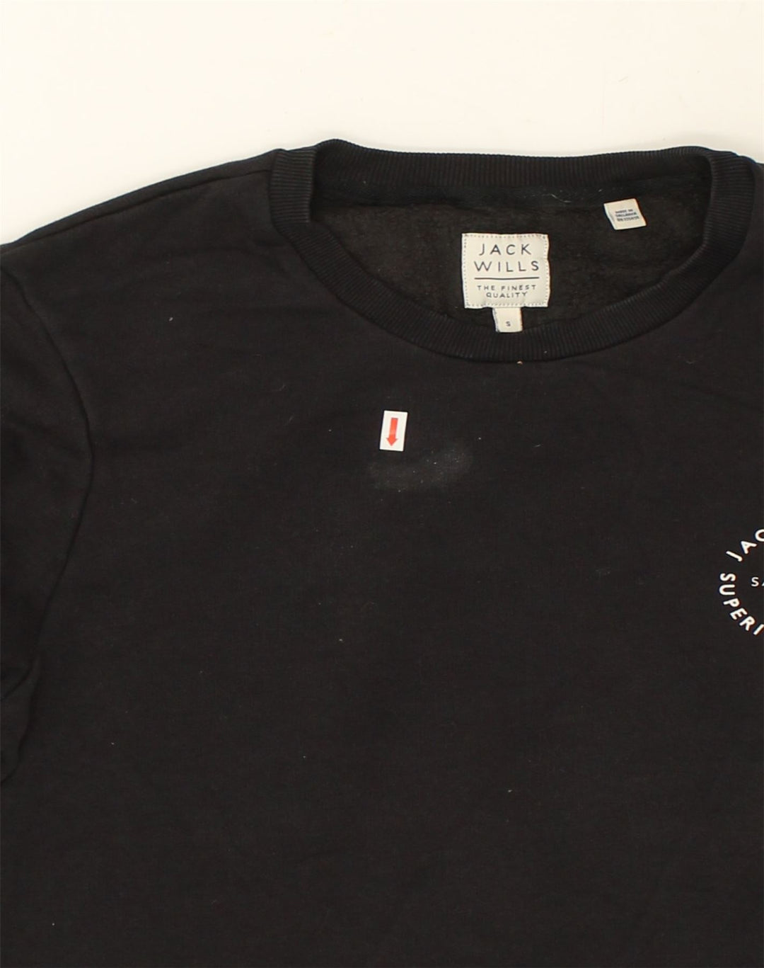 JACK WILLS Mens Sweatshirt Jumper Small Black Cotton | Vintage Jack Wills | Thrift | Second-Hand Jack Wills | Used Clothing | Messina Hembry 