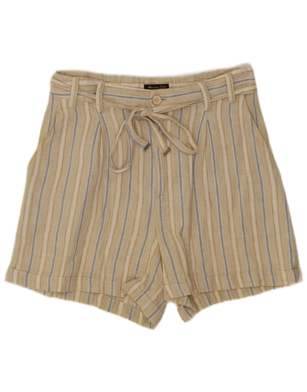 Massimo Dutti γυναικείο ψηλό καθημερινό σορτς EU 36 XS W26 μπεζ ριγέ