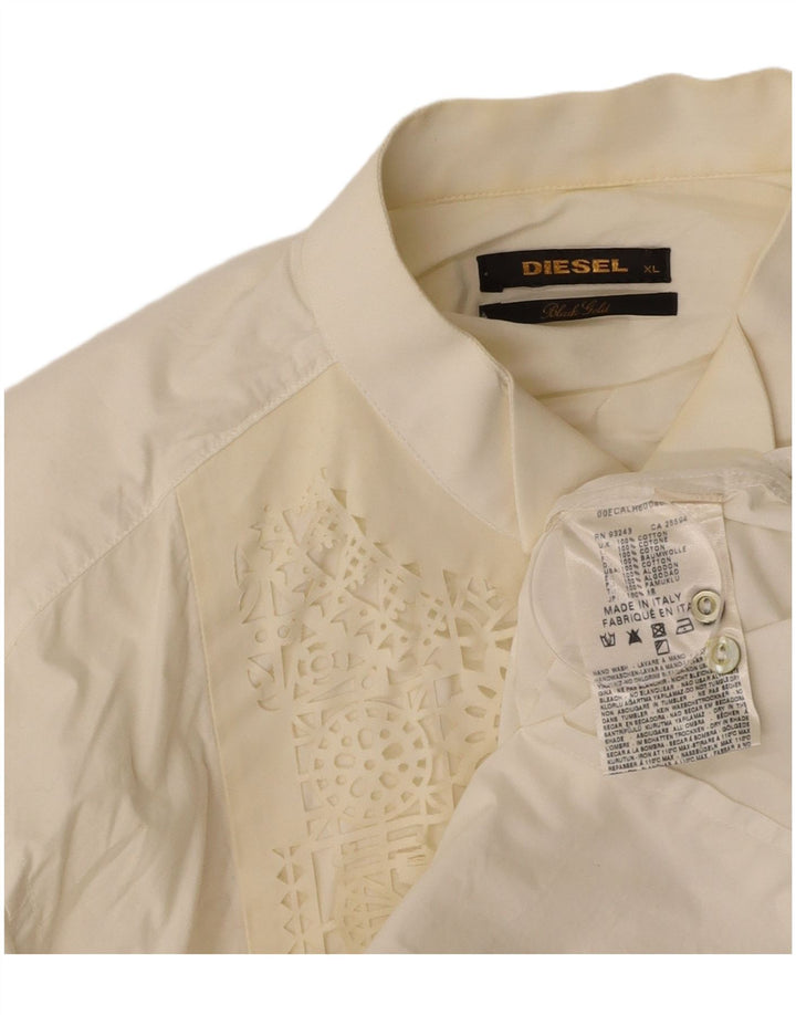 Ανδρικό πουκάμισο σμόκιν DIESEL XL Λευκό γεωμετρικό βαμβακερό