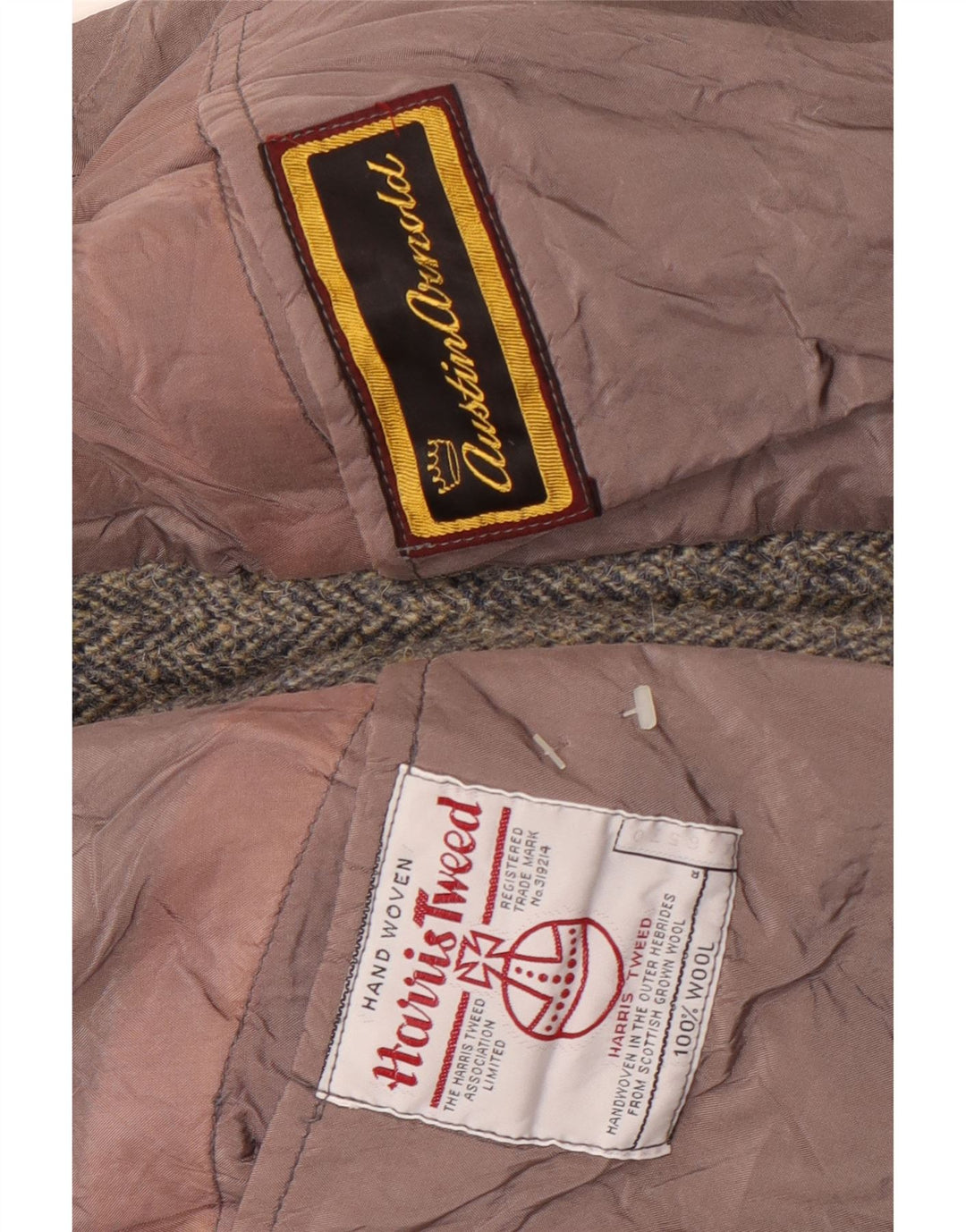Ανδρικό μπουφάν Harris Tweed με 2 κουμπιά σακάκι UK 38 μεσαίο γκρι μαλλί ψαροκόκαλο