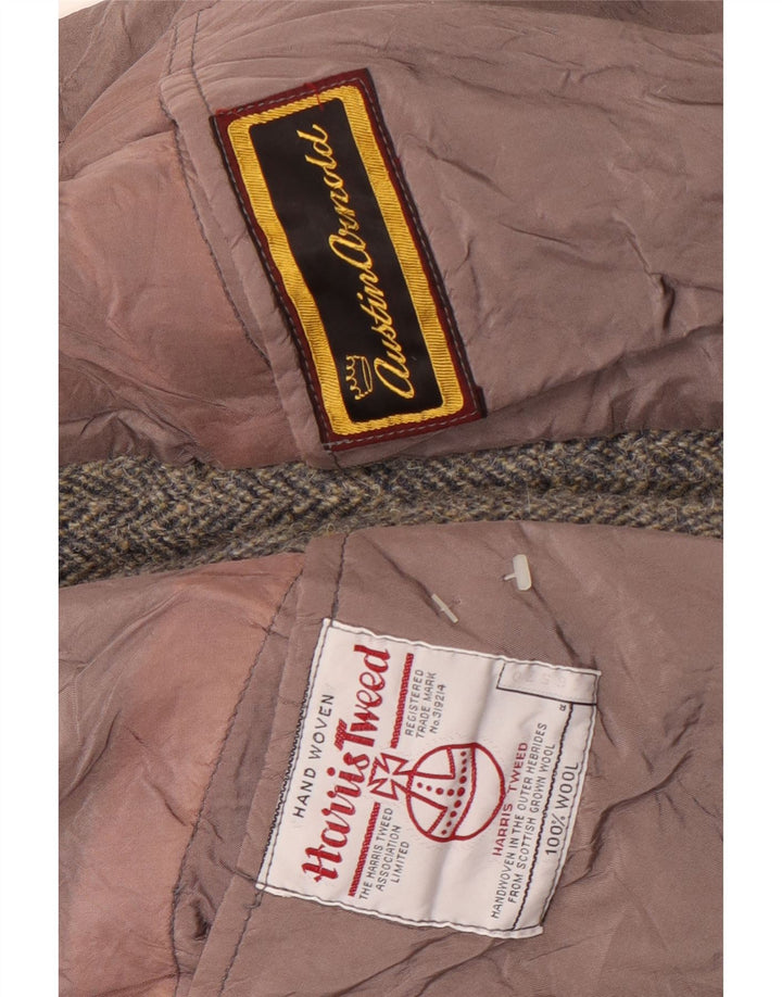 Ανδρικό μπουφάν Harris Tweed με 2 κουμπιά σακάκι UK 38 μεσαίο γκρι μαλλί ψαροκόκαλο