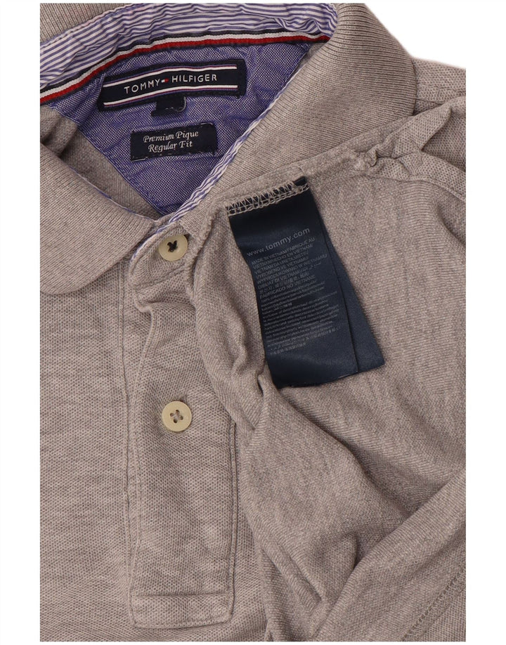 TOMMY HILFIGER Ανδρικό μπλουζάκι πόλο με κανονική εφαρμογή, μεσαίο γκρι βαμβακερό