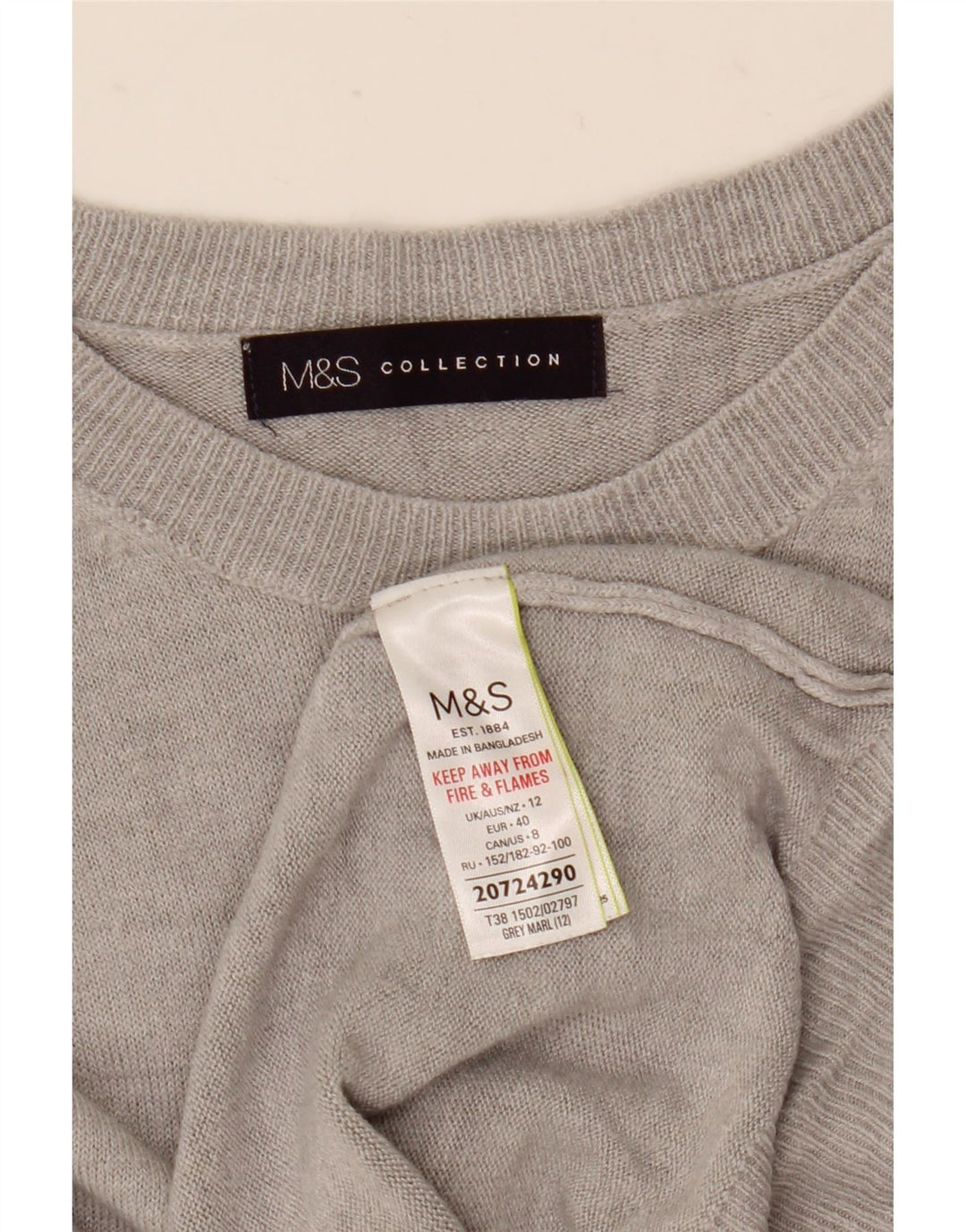 Marks & Spencer Γυναικείο πουλόβερ με λαιμόκαυστο UK 12 Ακρυλικό μεσαίο γκρι