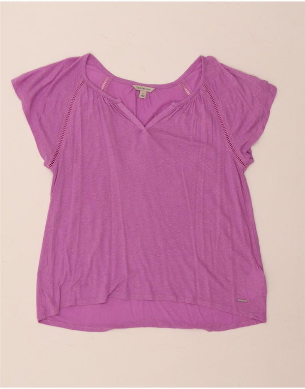 Γυναικείο μπλουζάκι Calvin Klein Jeans Loose Fit Top 10 Small Purple Len