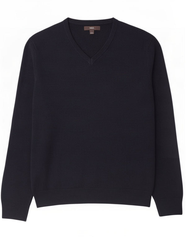 Ανδρικό πουλόβερ Marks & Spencer V-Neck Jumper Large Navy Blue
