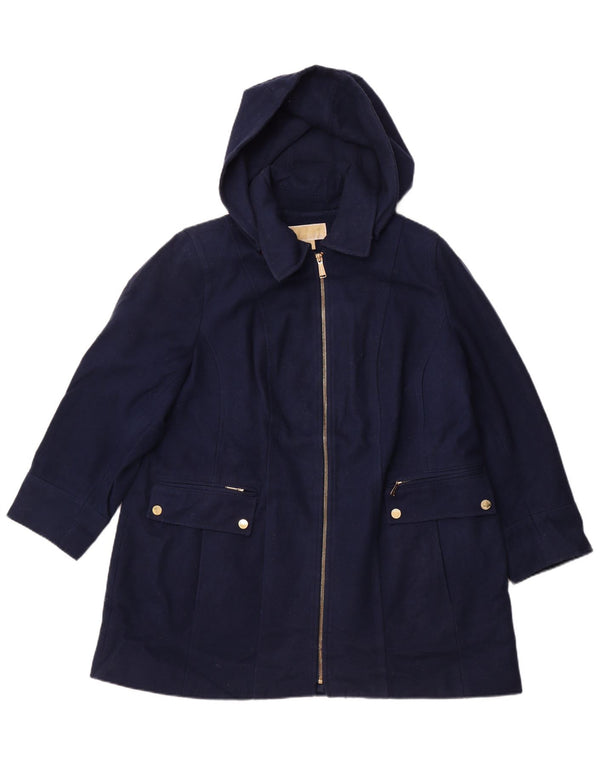 MICHAEL KORS Γυναικείο παλτό με κουκούλα UK 18 XL Navy Blue Wool