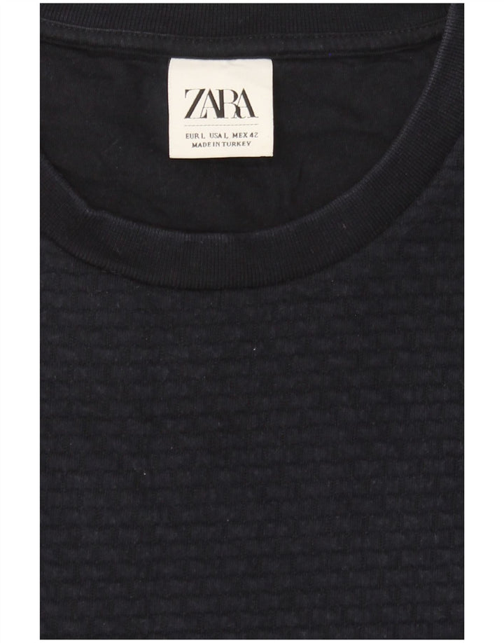 Zara Ανδρικό Φούτερ Jumper Large Navy Blue
