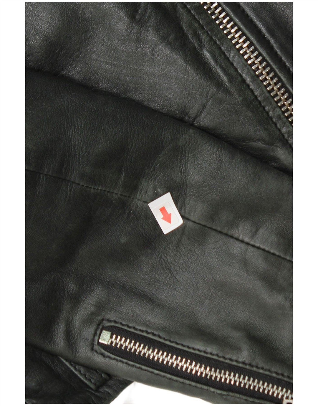 Zara Γυναικείο Crop Leather Biker Jacket UK 12 Medium Black