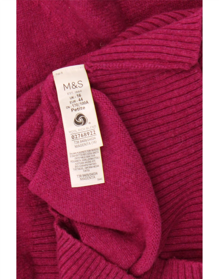 Marks & Spencer Γυναικείο πουλόβερ με ρολό λαιμόκοψη UK 16 Large Pink Lambswool