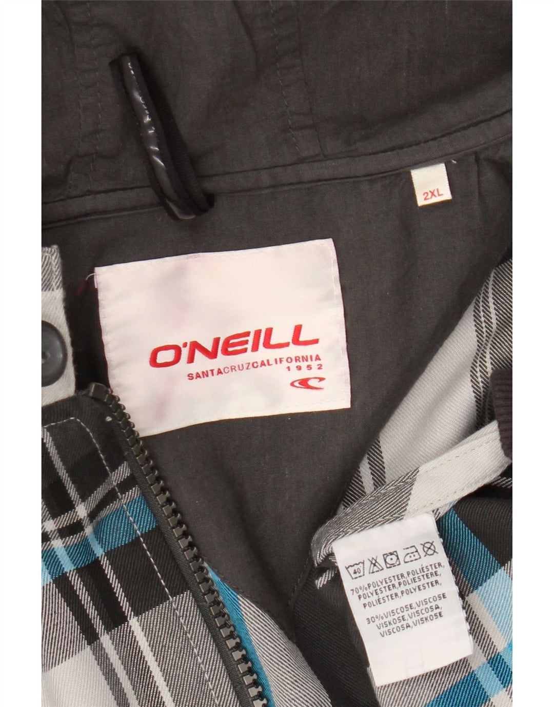 Ανδρικό μπουφάν με κουκούλα O'Neill UK 44 2XL Grey Check Polyester