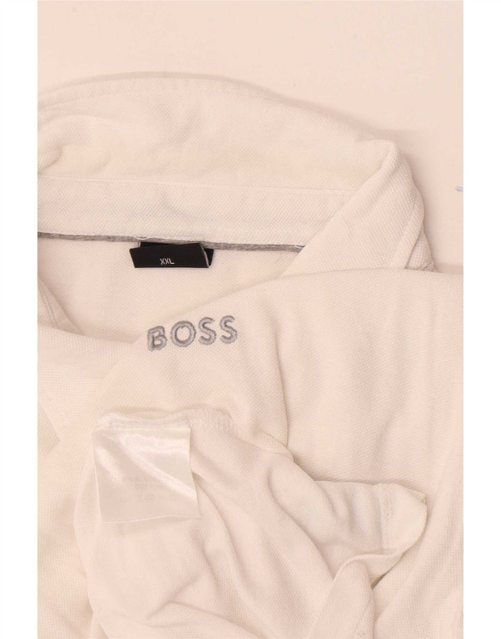 Ανδρικό μπλουζάκι πόλο Hugo Boss 2XL λευκό βαμβακερό