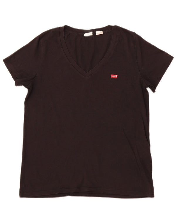 LEVI'S Γυναικείο T-Shirt Top UK 12 Μεσαίο μαύρο βαμβακερό