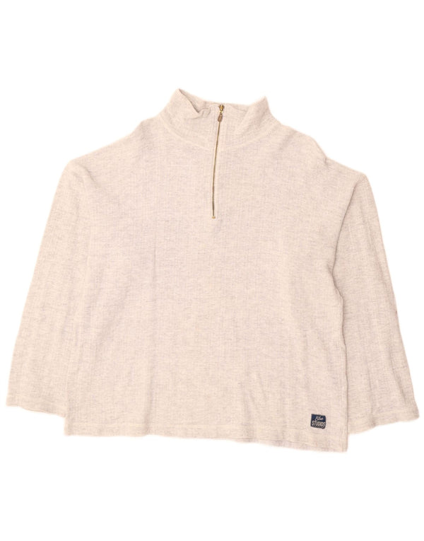 VINTAGE Γυναικείο πουλόβερ με φερμουάρ UK 18 XL Γκρι