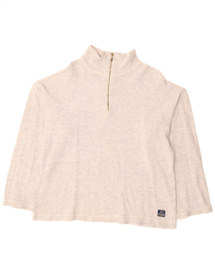 VINTAGE Γυναικείο πουλόβερ με φερμουάρ UK 18 XL Γκρι