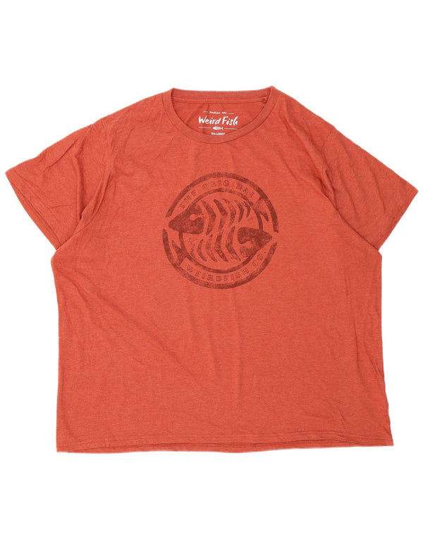 Ανδρικό γραφικό T-Shirt Weird Fish Top 5XL πορτοκαλί βαμβακερό