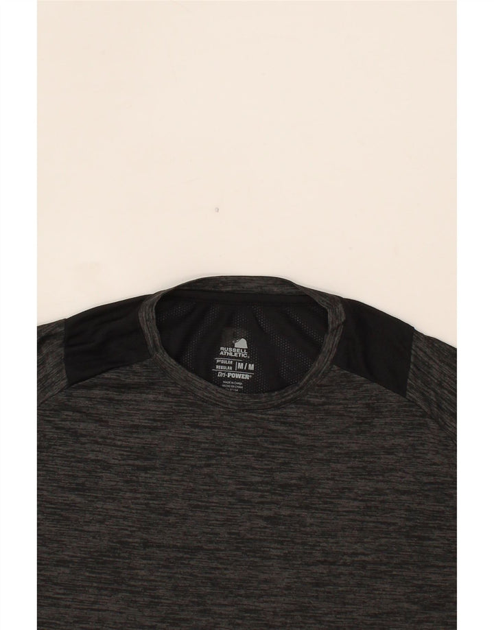 RUSSELL ATHLETIC Mens T-Shirt Top Medium Grey Colourblock Polyester Vintage Russell Athletic and Second-Hand Russell Athletic from Messina Hembry 