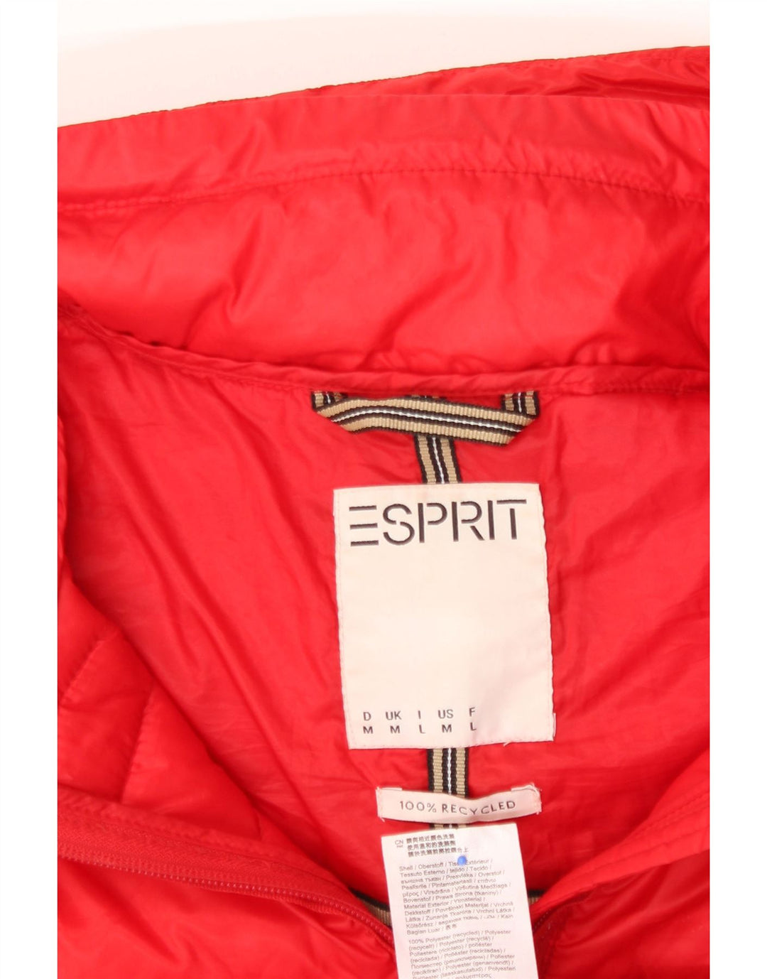 ESPRIT Womens Hooded Padded Gilet UK 14 Medium Red Polyester