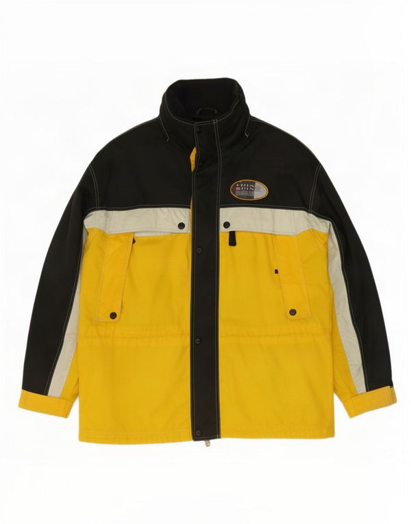 Think Pink Mens Hooded Rain Jacket UK 42 XL Yellow Colourblock