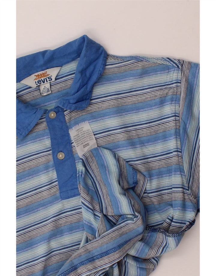 LEVI'S Mens Polo Shirt Small Blue Striped Cotton Vintage Levi's and Second-Hand Levi's from Messina Hembry 