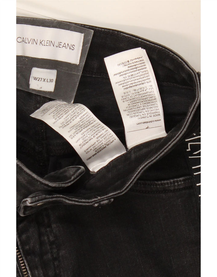 CALVIN KLEIN Γυναικείο γραφικό Skinny Jeans W27 L30 Μαύρο βαμβακερό