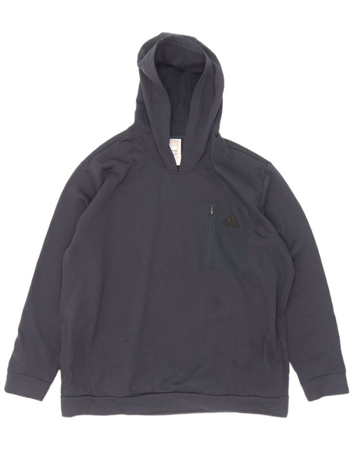 Adidas Ανδρικό Hoodie Jumper 2XL Navy Blue Polyester