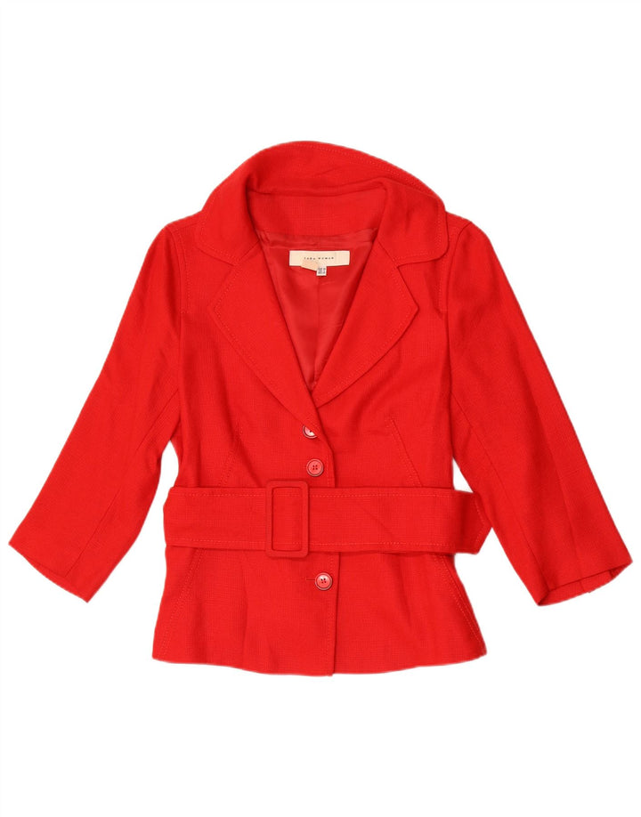 Zara Γυναικείο Μπουφάν 3/4 Μανίκι Μπλέιζερ EU 38 Small Red Rayon