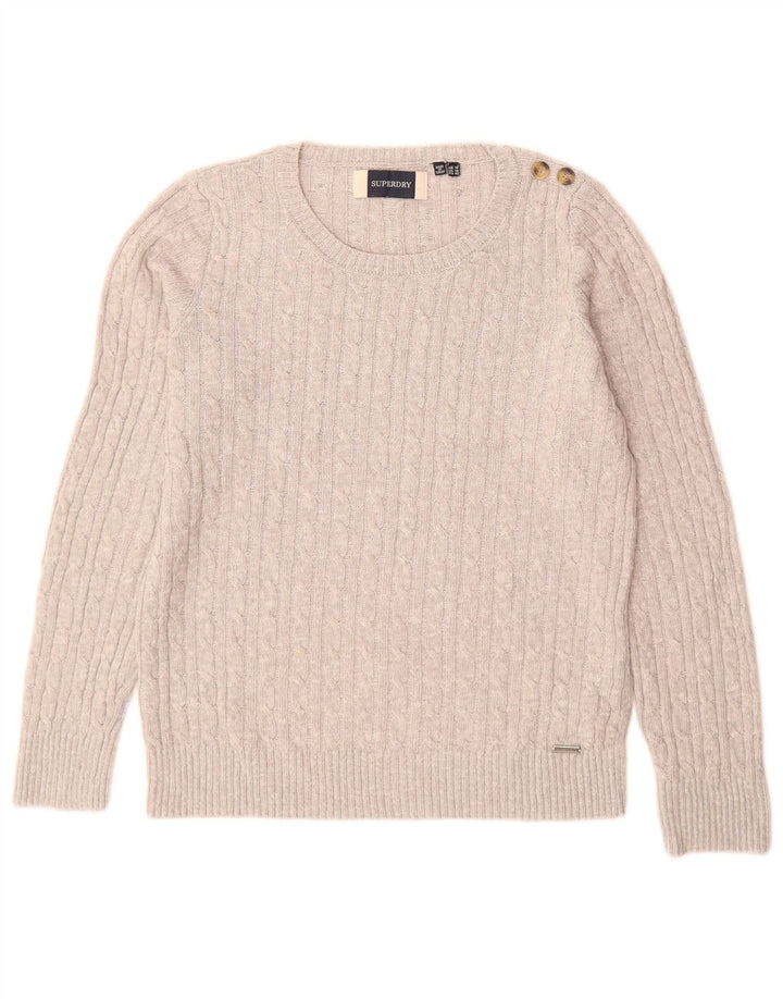 SUPERDRY Γυναικείο πουλόβερ με λαιμόκαυστο UK 14 μεγάλο γκρι ακρυλικό