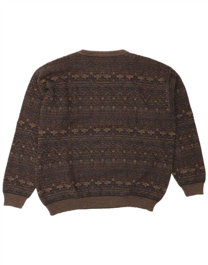 Ανδρικό πουλόβερ Rodes Crew Neck Jumper Μεγάλο Καφέ Γεωμετρικό Μαλλί