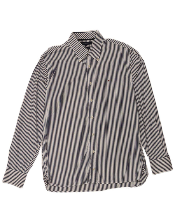 Ανδρικό πουκάμισο Tommy Hilfiger Large Navy Blue Pinstripe Βαμβακερό