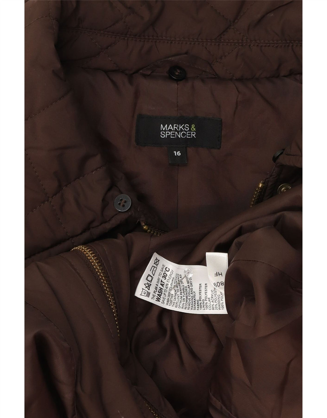 Marks & Spencer Γυναικείο Καπιτονέ μπουφάν UK 16 Large Brown Polyester