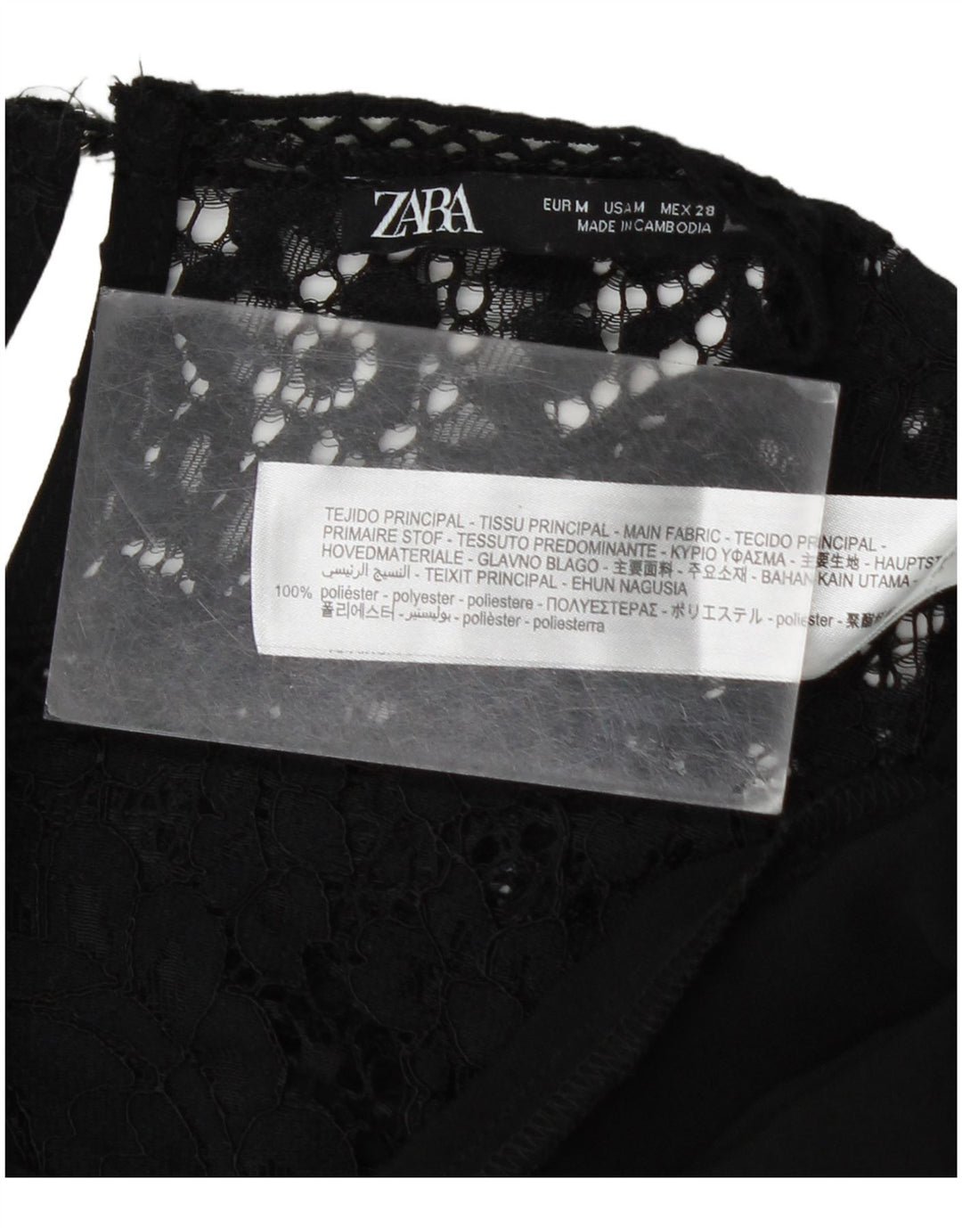 Zara Γυναικείο Μακρυμάνικο Βασικό Φόρεμα UK 14 Μεσαίο μαύρο φλοράλ πολυεστέρας