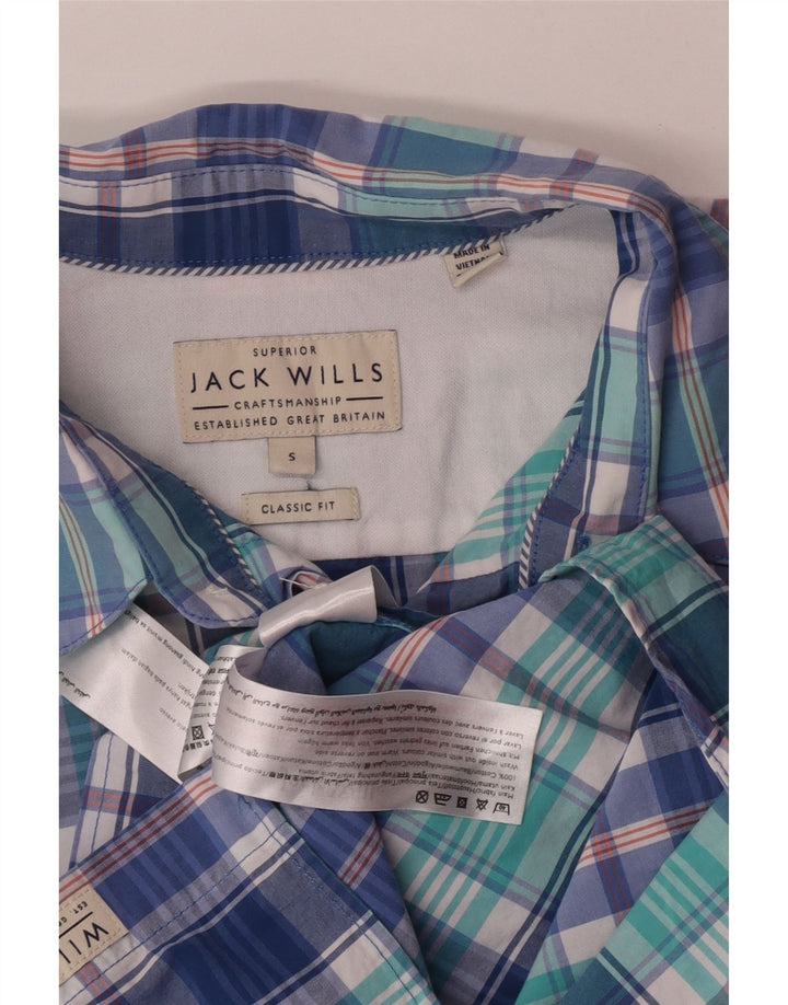 Jack Wills Ανδρικό πουκάμισο Classic Fit Small Blue Check Cotton