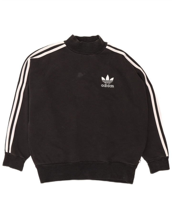 ADIDAS Womens Oversized Graphic Sweatshirt Jumper UK 18 XL Black