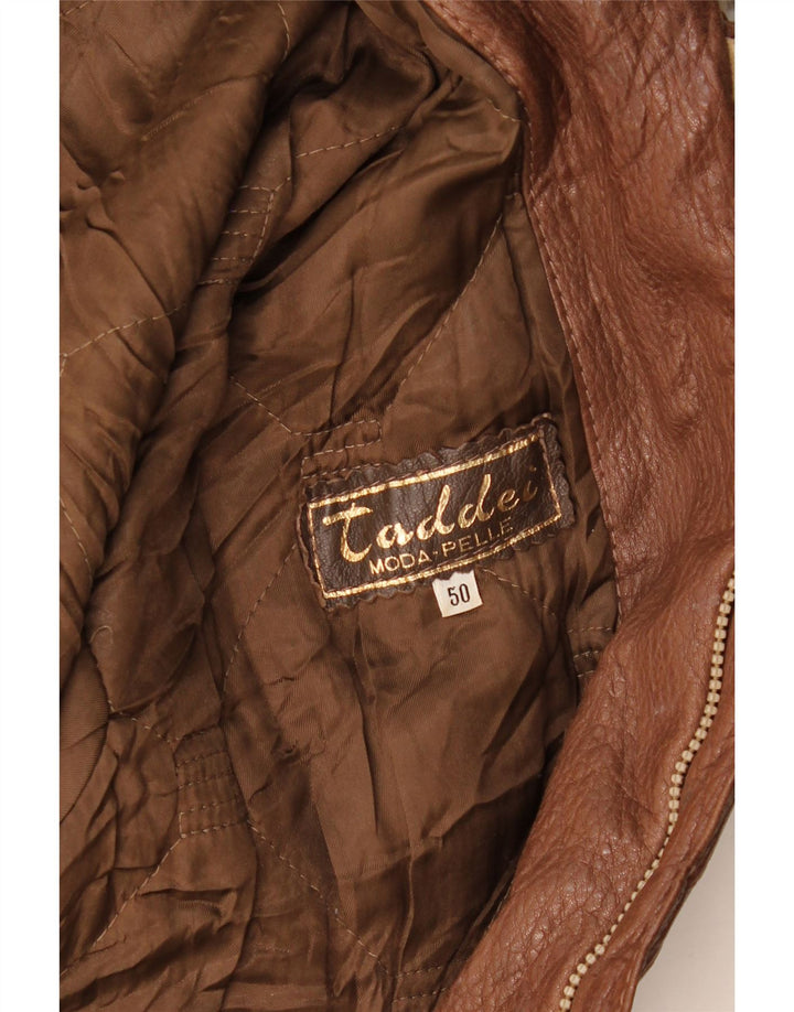 Vintage Ανδρικό Δερμάτινο Μπουφάν IT 50 Large Brown Colourblock Leather