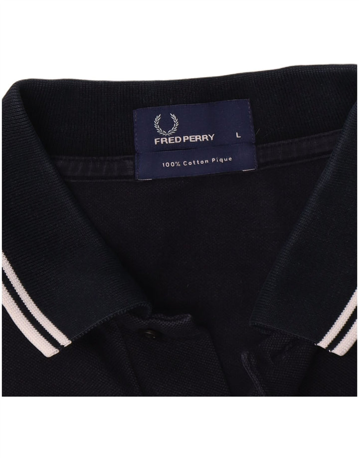 Fred Perry Ανδρικό πουκάμισο Polo μεγάλο μπλε ναυτικό βαμβακερό