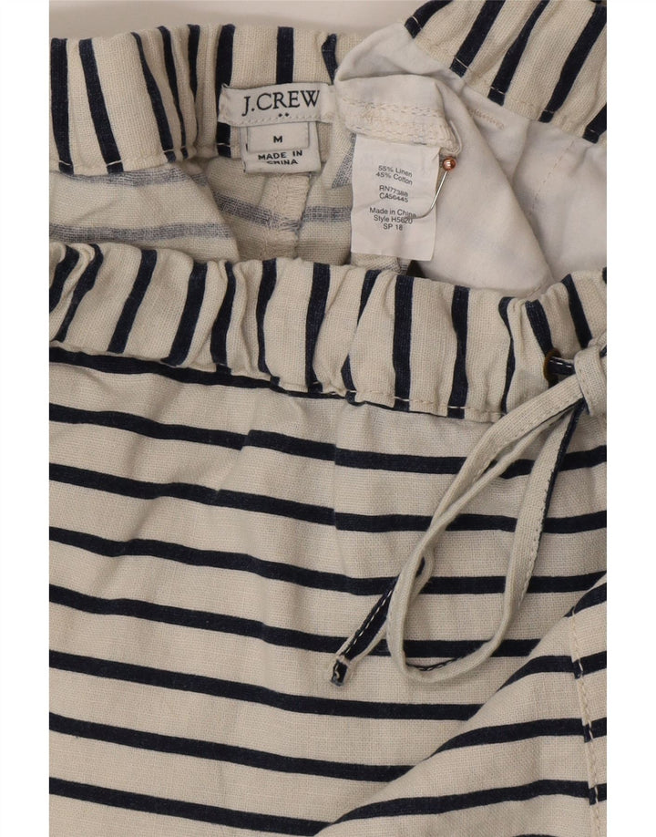 J. CREW Γυναικείο Hot Pants Medium W30 Off White Ριγέ Λινό