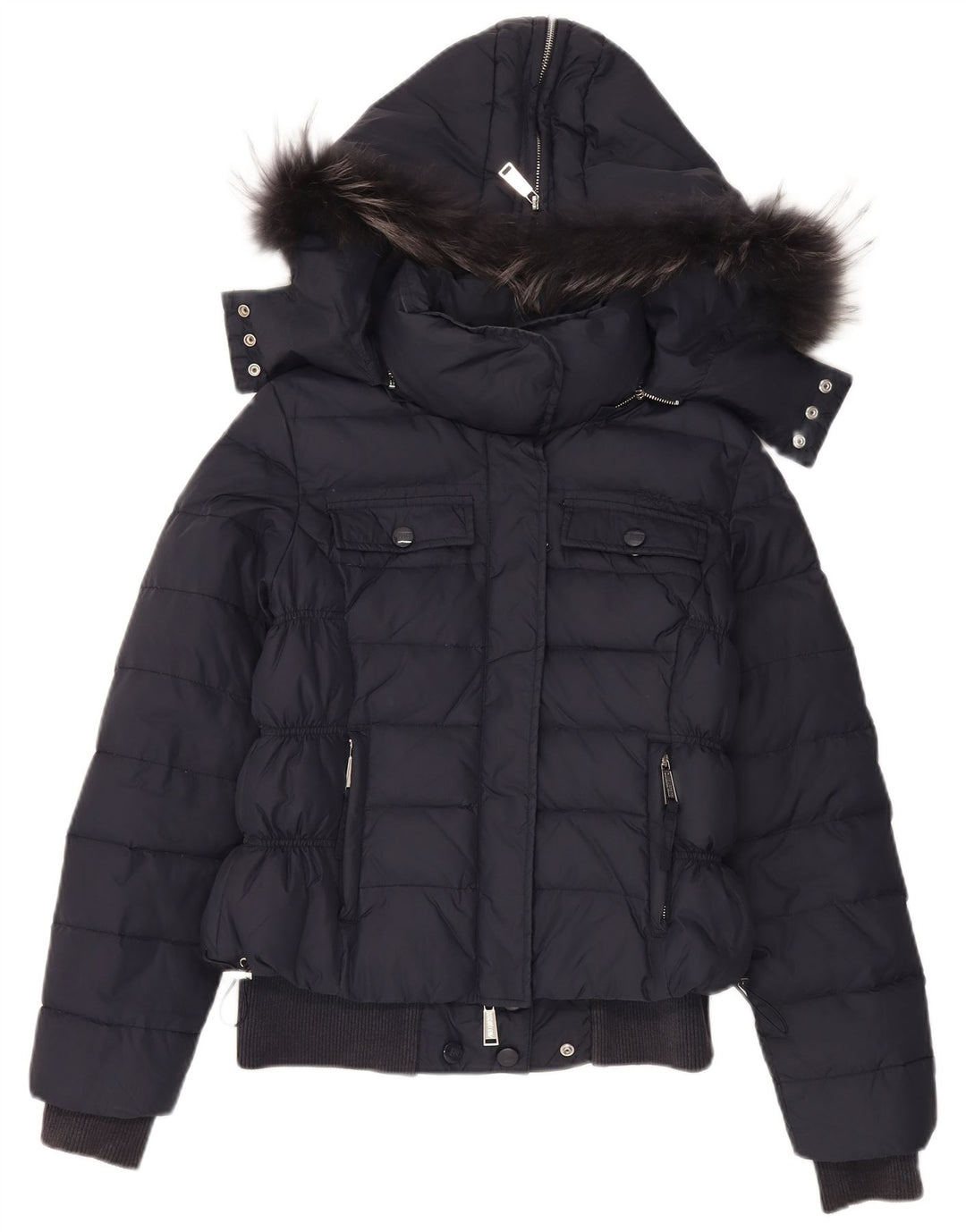 Zu Elements γυναικείο μπουφάν με κουκούλα UK 12 Medium Navy Blue Polyamide