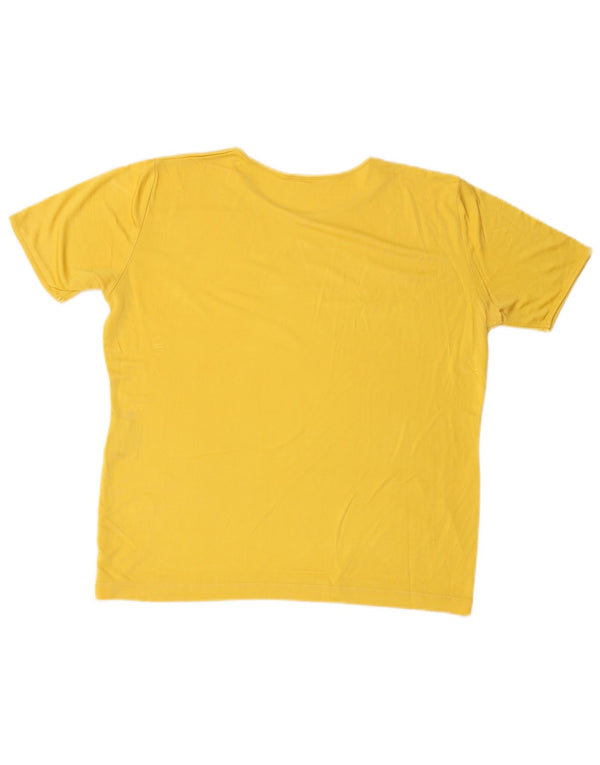 Γυναικείο T-Shirt VINTAGE Top UK 16 Large Yellow Silk